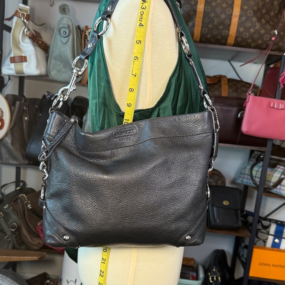 Coach Dark Gray/Black Leather Hobo Shoulder Bag - Picture 2 of 15